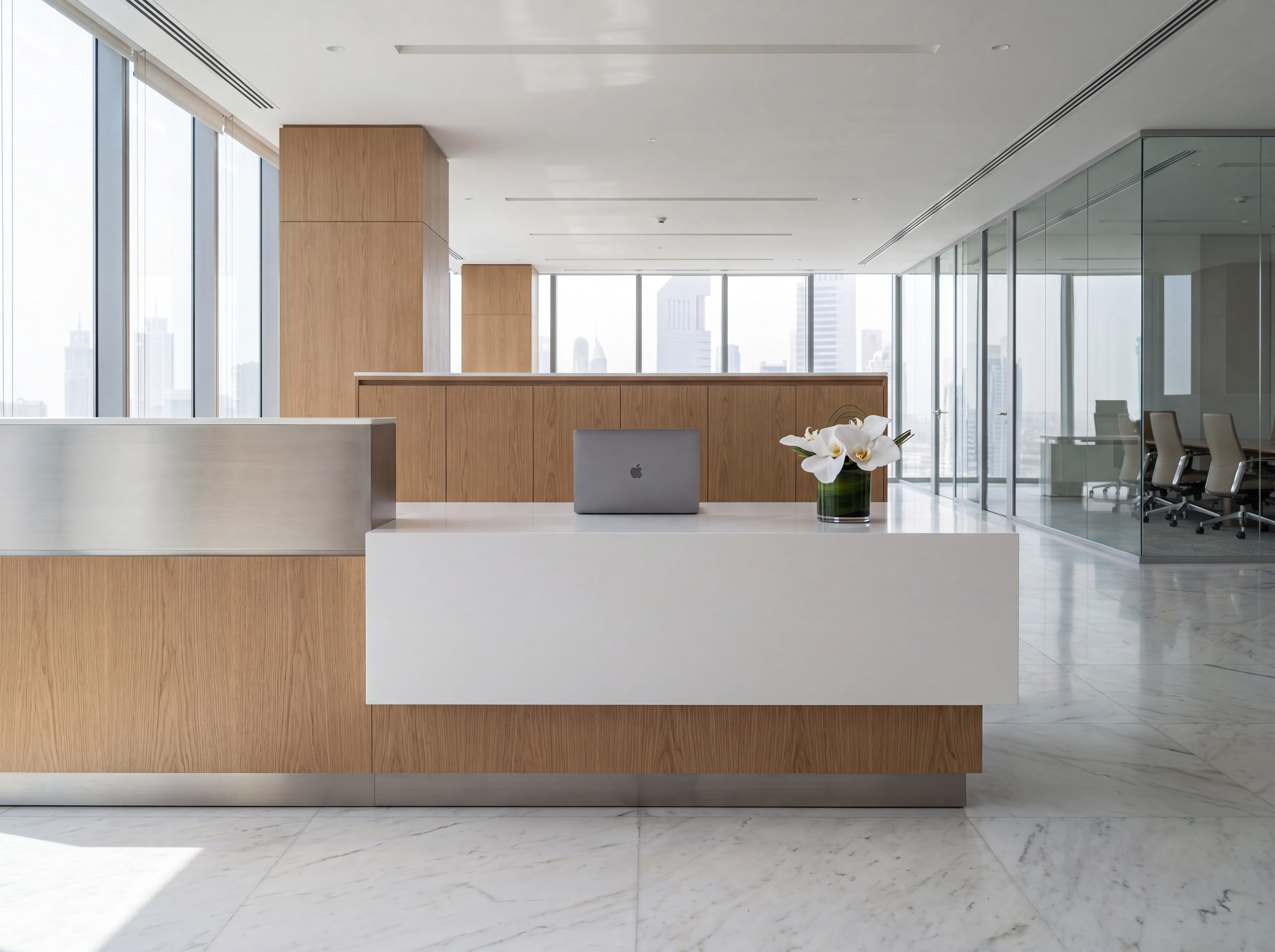 Reception desk flowers