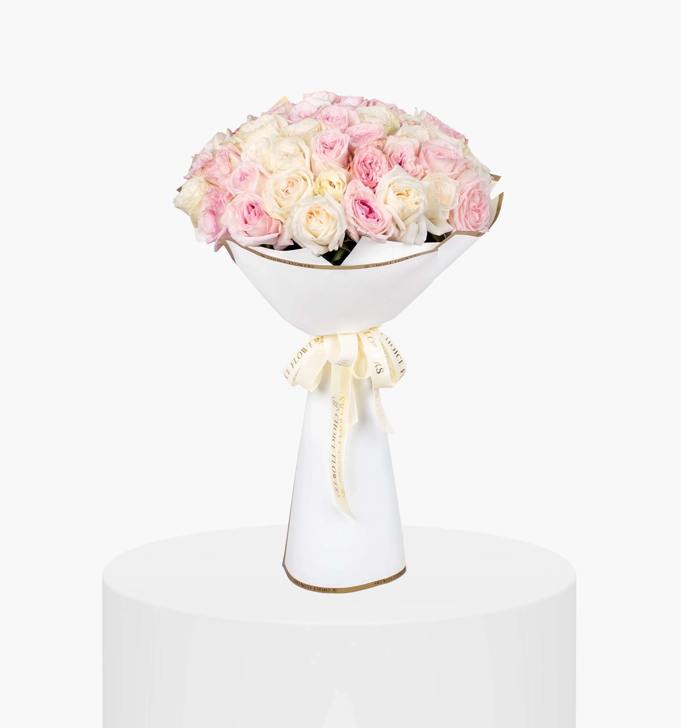 Ohara White and Pink Roses Bouquet UAE