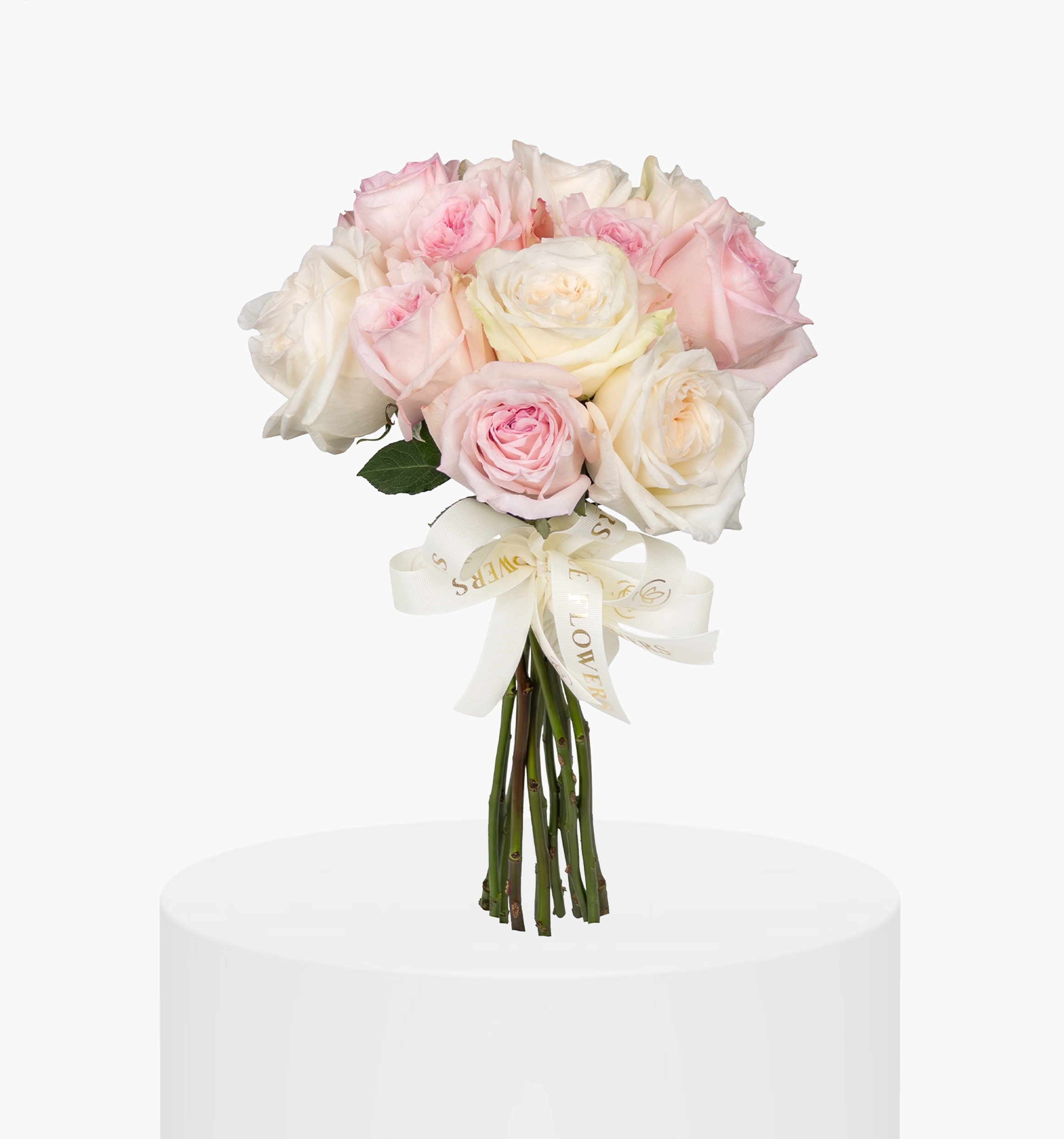 Ohara White and Pink Roses Bunch
