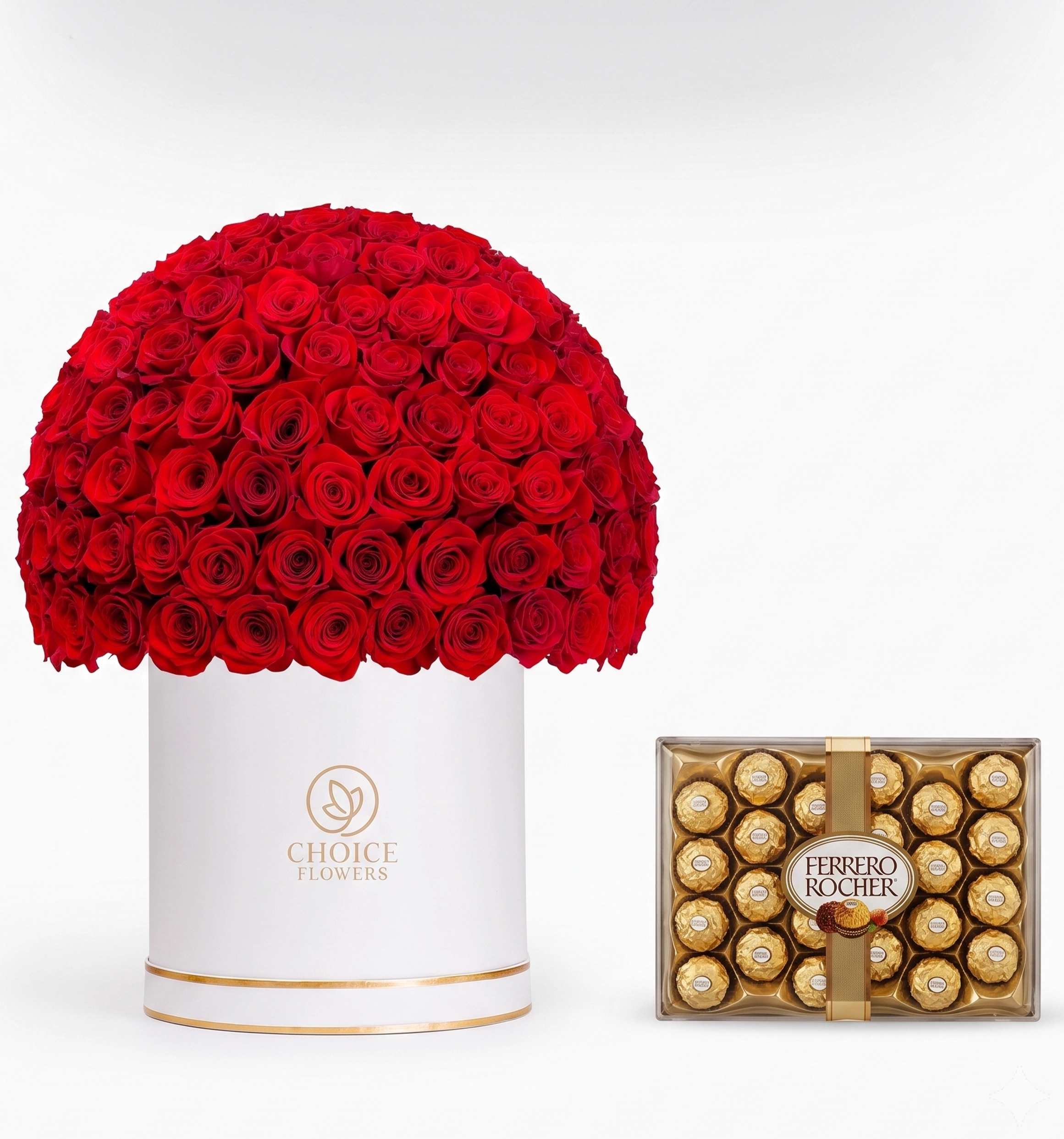 Red Roses Premium Box + Ferrero Rocher