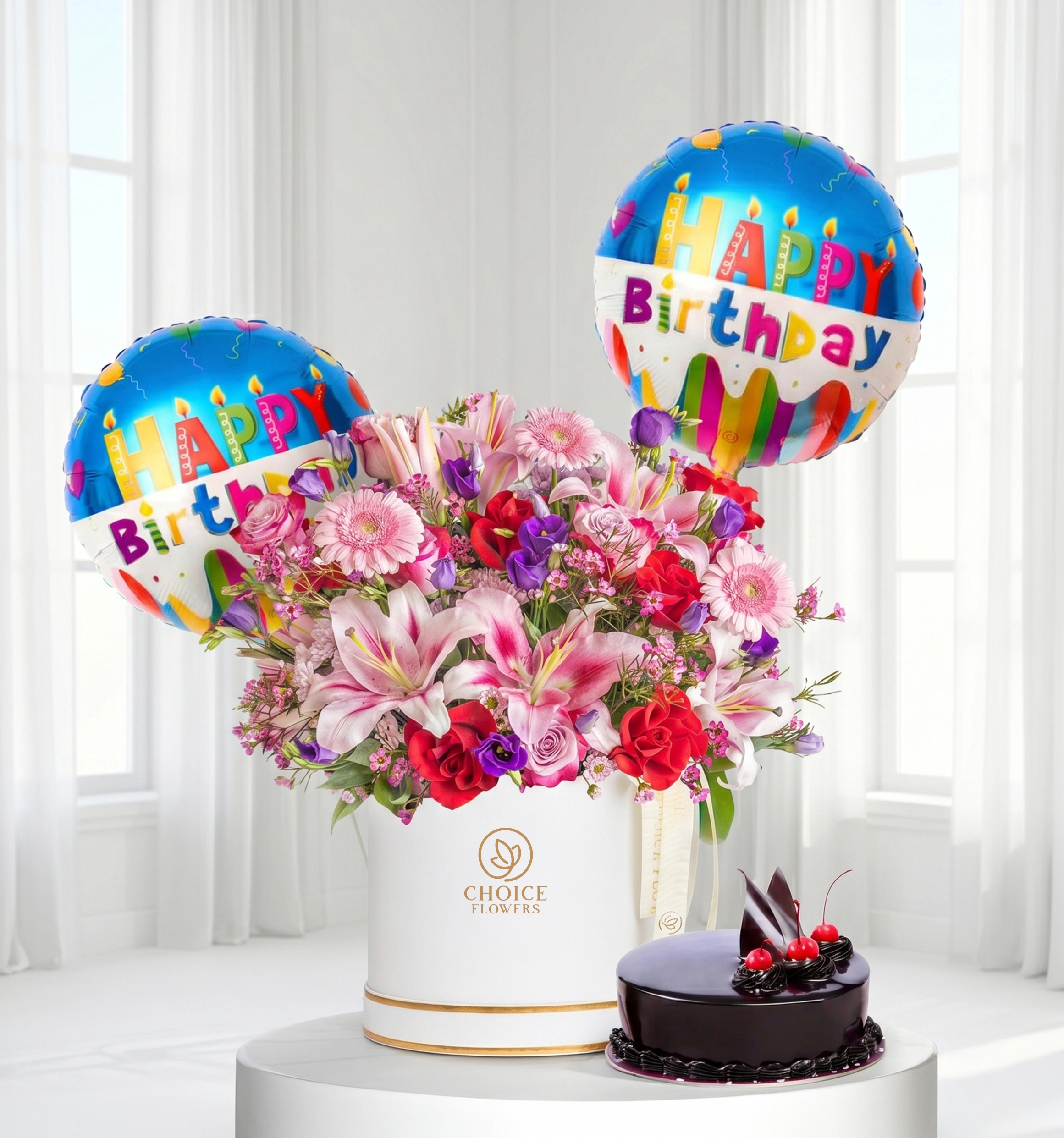 Birthday Balloons Flowers Cake UAE