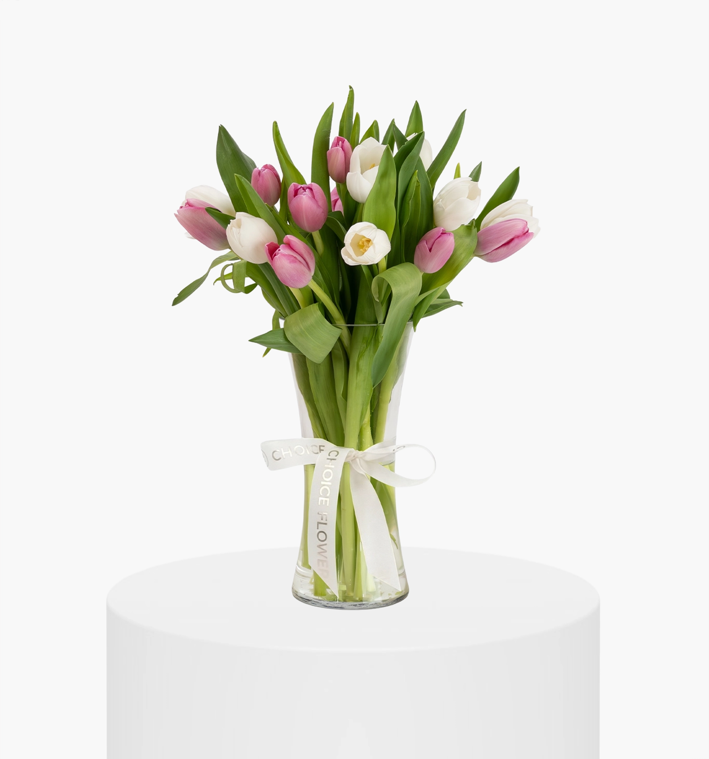 White Pink Tulip Vase