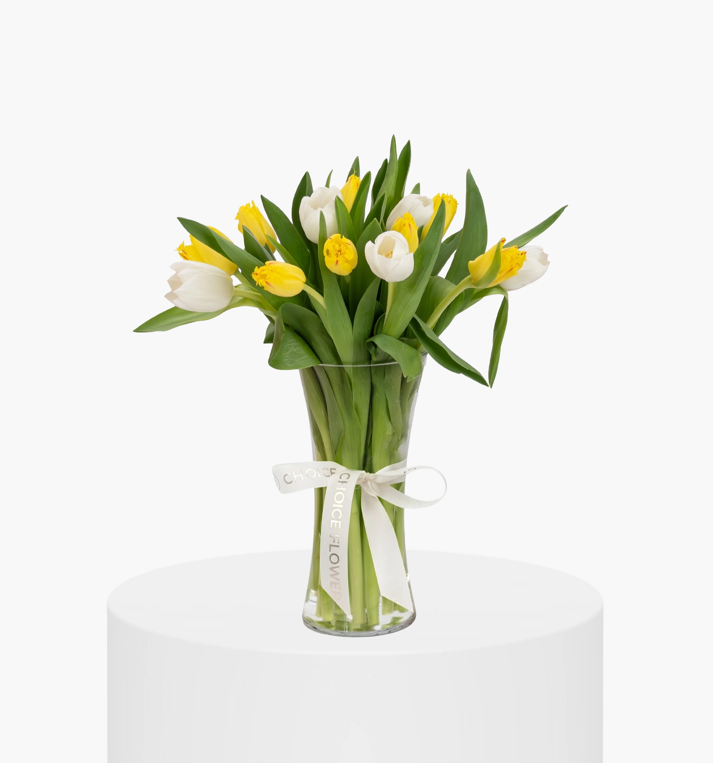 White Yellow Tulip Vase UAE