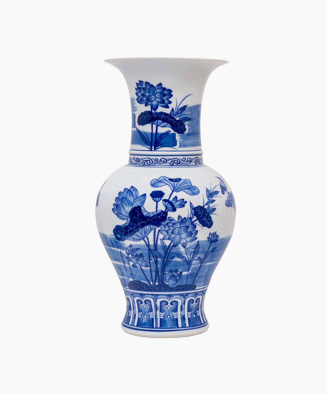 CHINA VASE WHITE&BLUE DESIGN 35CM