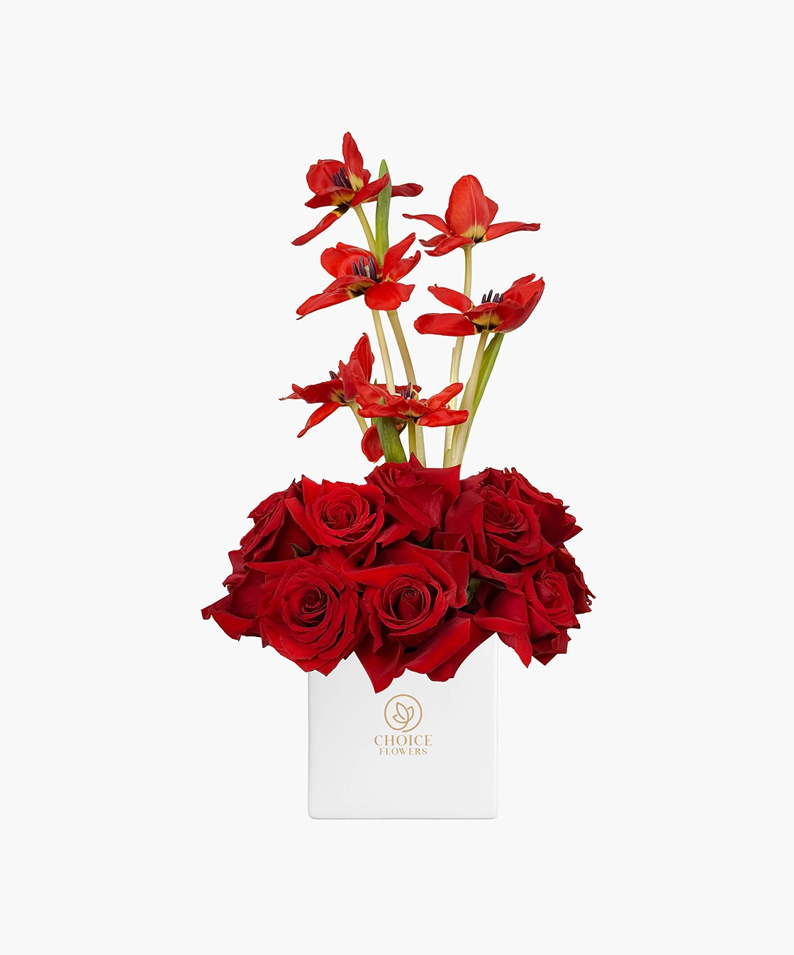 Red Roses With Tulip
