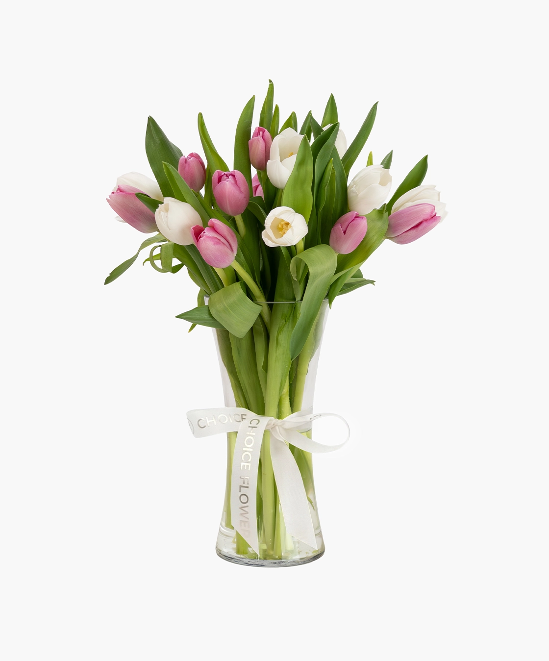 White & Pink Tulip Vase