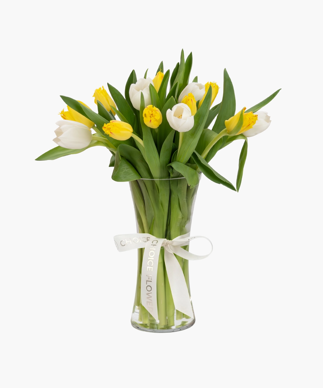 White & Yellow Tulip Vase
